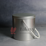 Silver Round Tin Box with Handle | Corporate Gifting |Wedding Favors| Birthday Parties |Baby Showers| 1 Piece
