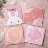 17 X 14 CM Printed Cellophane Cookie Pouch Set | Resealable Transparent Gift Packaging | Pack of 100