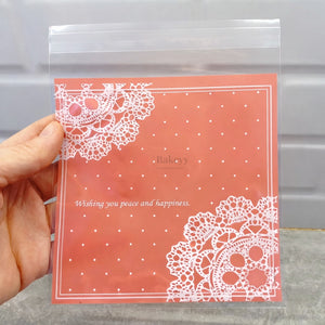 17 X 14 CM Printed Cellophane Cookie Pouch Set | Resealable Transparent Gift Packaging | Pack of 100