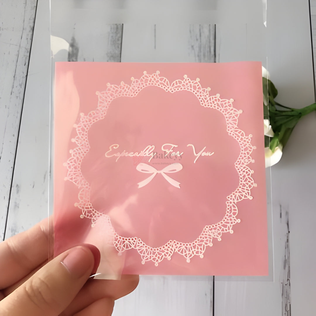 17 X 14 CM Printed Cellophane Cookie Pouch Set | Resealable Transparent Gift Packaging | Pack of 100