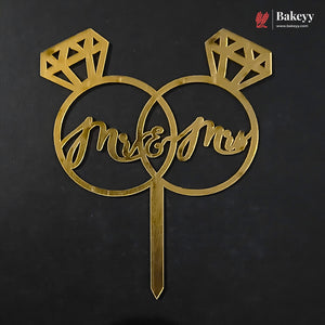 4 Inch Gold Acrylic Engagement Cake Topper | Laser Cut Cake Decoration | Pack of 5