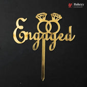 4_Inch_Gold_Acrylic_Engagement_Cake_Topper_Multiple_Designs_14 - Bakeyy.com IN