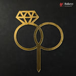 4 Inch Gold Acrylic Engagement Cake Topper | Laser Cut Cake Decoration | Pack of 5