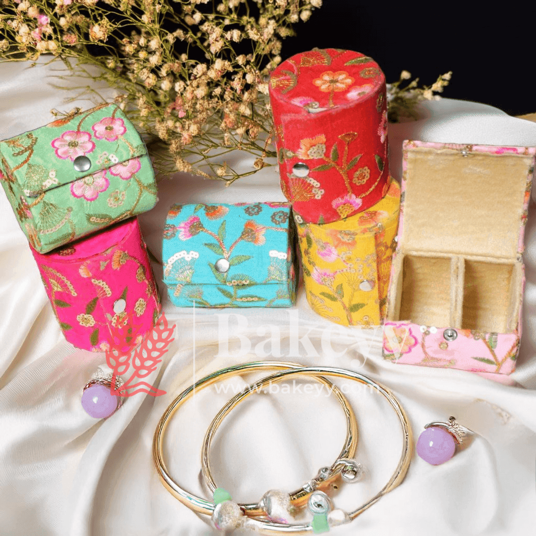 4 Inch Wooden Embroidery Bangle Box For Women, Jewellery Organiser Box, Bangle Organiser Box - Bakeyy.com - India - 4 Inch Wooden Embroidery Bangle Box For Women, Jewellery Organiser Box, Bangle Organiser Box - Blue