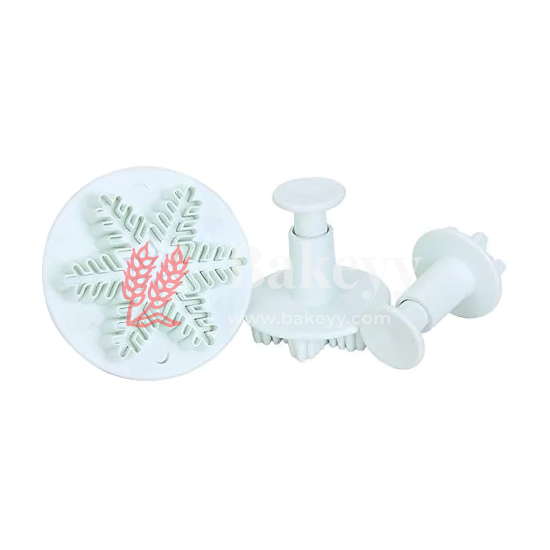 Snowflake Plunger Cutter Fondant Tool |Set of 3 (Small, Medium, Large)| For Cake Decorating, Fondant, and Cookie Molds