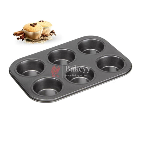 6 Slot Tray Cup Muffin Pan Tins Mould | Baking Cupcake | Non-Stick Mould | Reusable Tray Pan Mould | Non-Stick (Black) - Bakeyy.com - India - 6 Slot Tray Cup Muffin Pan Tins Mould | Baking Cupcake | Non-Stick Mould | Reusable Tray Pan Mould | Non-Stick (Black) - Default Title