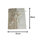 Beige & Cream Jute Potli Bag with Floral Accent | Traditional Potli Bag | Wedding Favor Bag | Jewelry Pouch | Floral Accent Gift Bag | Pack of 10