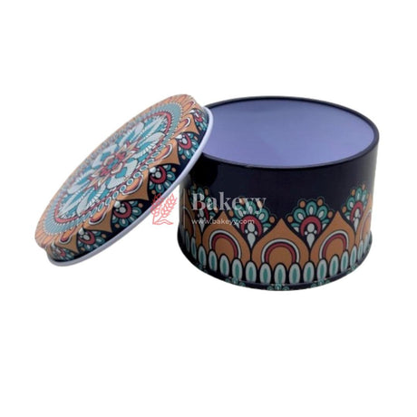 Mandal Design Empty Tin Round Shaped Boxes | Pack Of 12 - Bakeyy.com - India - Mandal Design Empty Tin Round Shaped Boxes | Pack Of 12 - Default Title