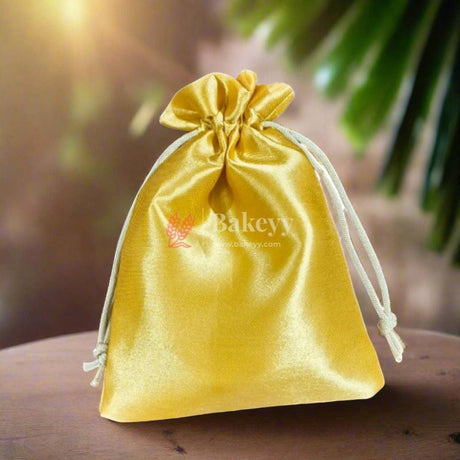 13x18 CM | Elegant Gold Drawstring Gift Bag | Drawstring Bags - Bakeyy.com - India - 13x18 CM | Elegant Gold Drawstring Gift Bag | Drawstring Bags - Pack Of 50 / 5x7 Inch