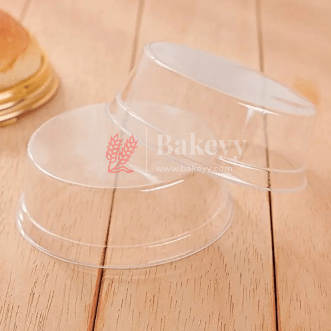 Bento Cake Container || Round Golden Plastic Cake Container with Clear Dome Lid || Individual Pastry Container||