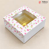 4 Cavity Printed Chocolate Box with Window | 6 Designs | Pack of 25