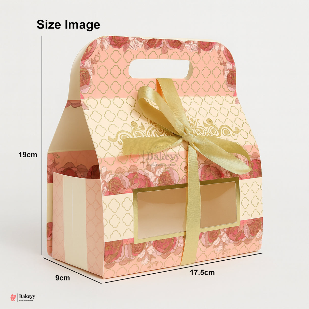 17.5x19x9cm | Luxury Floral Gift Box with Golden Ribbon & Transparent Window With 2 Tins | Pack of 10