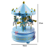 Pink & Blue Carousel Music Box - Elegant Rotating Horse Design for Decoration - Bakeyy.com - India - Pink & Blue Carousel Music Box - Elegant Rotating Horse Design for Decoration - Blue