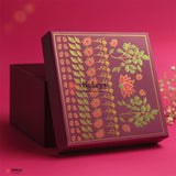 8x8x4 Inch | Medium Floral Printed Premium Square Gift Box – Purple | Reusable Rigid Hamper Packaging  | Pack Of 1