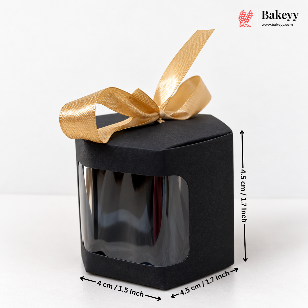 Hexagon Gift Box with Golden Ribbon – 7x4x4.5cm Favor Box for Chocolates, Sweets & Diwali Return Gifts| Pack of 10