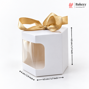 Hexagon Gift Box with Golden Ribbon – 7x4x4.5cm Favor Box for Chocolates, Sweets & Diwali Return Gifts| Pack of 10