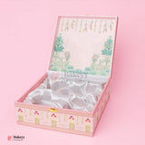 Elegant Pink Floral Square Gift Box with Satin Lining | 24cm