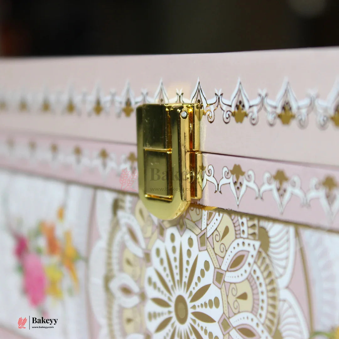 24x24x9cm | Elegant Floral Mandala Square Gift Box with Satin Lining | Pack of 1