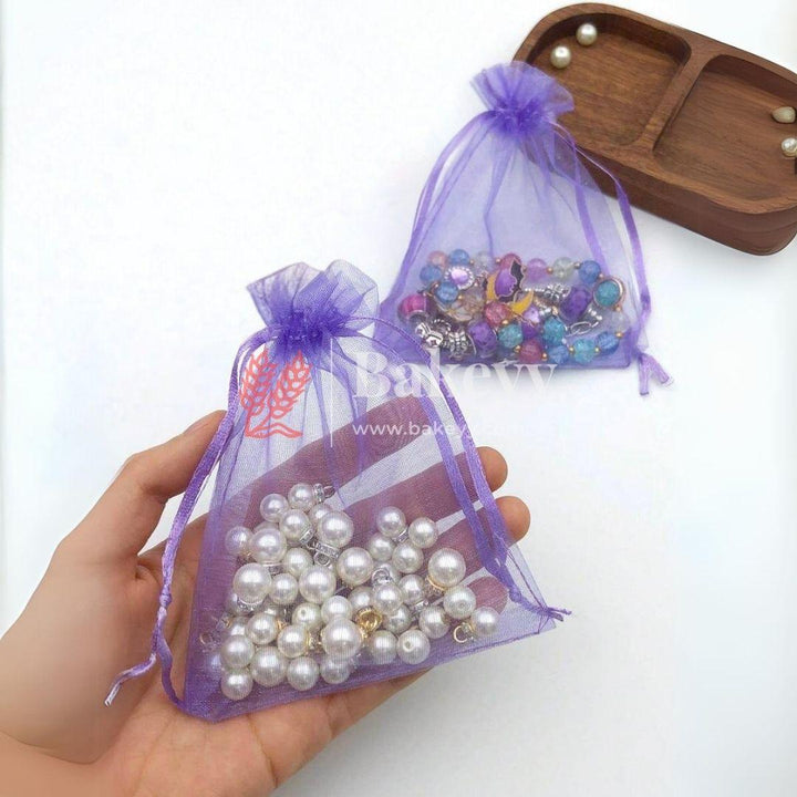 8x10 Inch | Organza Potli Bags | Light Purple Colour | Candy Bag - Bakeyy.com - India