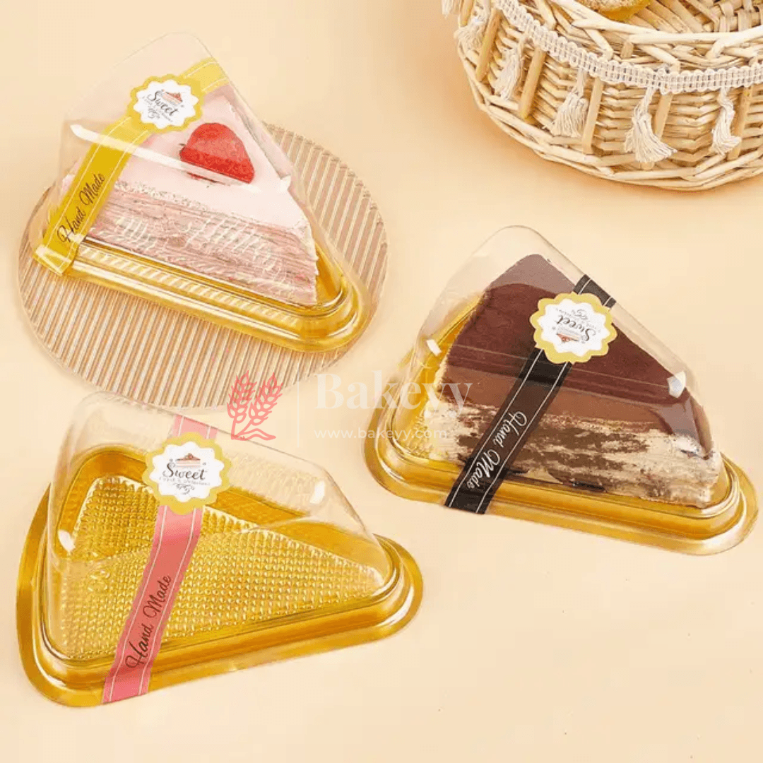 Disposable Triangle Cake Slice Containers with Clear Lid || Ideal for Single-Serve Desserts || Pack of 50||