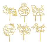 4 inch Gold Bride To Be & Groom To Be Cake Topper Set | Wedding & Pre-Wedding Cake Decoration | pack of 5
