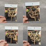 4 inch Gold Bride To Be & Groom To Be Cake Topper Set | Wedding & Pre-Wedding Cake Decoration | pack of 5