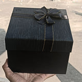 Elegant Black and Grey Gift Box with Gold Accent Ribbon | Premium Box With Ribbon | Multiple Size Options | Pack of 1