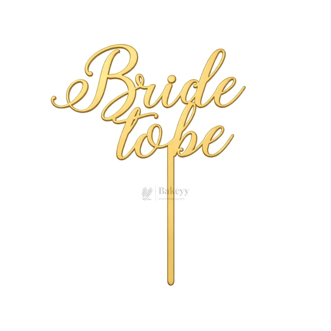 4 inch Gold Bride To Be & Groom To Be Cake Topper Set | Wedding & Pre-Wedding Cake Decoration | pack of 5