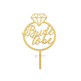 4 inch Gold Bride To Be & Groom To Be Cake Topper Set | Wedding & Pre-Wedding Cake Decoration | pack of 5