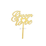 4 inch Gold Bride To Be & Groom To Be Cake Topper Set | Wedding & Pre-Wedding Cake Decoration | pack of 5