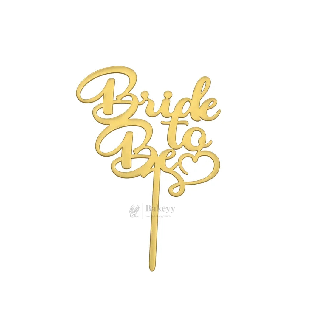4 inch Gold Bride To Be & Groom To Be Cake Topper Set | Wedding & Pre-Wedding Cake Decoration | pack of 5