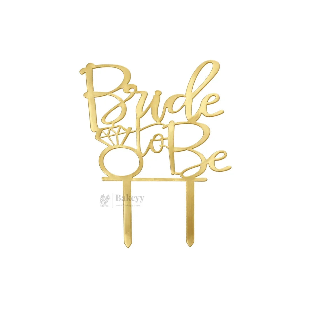 4 inch Gold Bride To Be & Groom To Be Cake Topper Set | Wedding & Pre-Wedding Cake Decoration | pack of 5