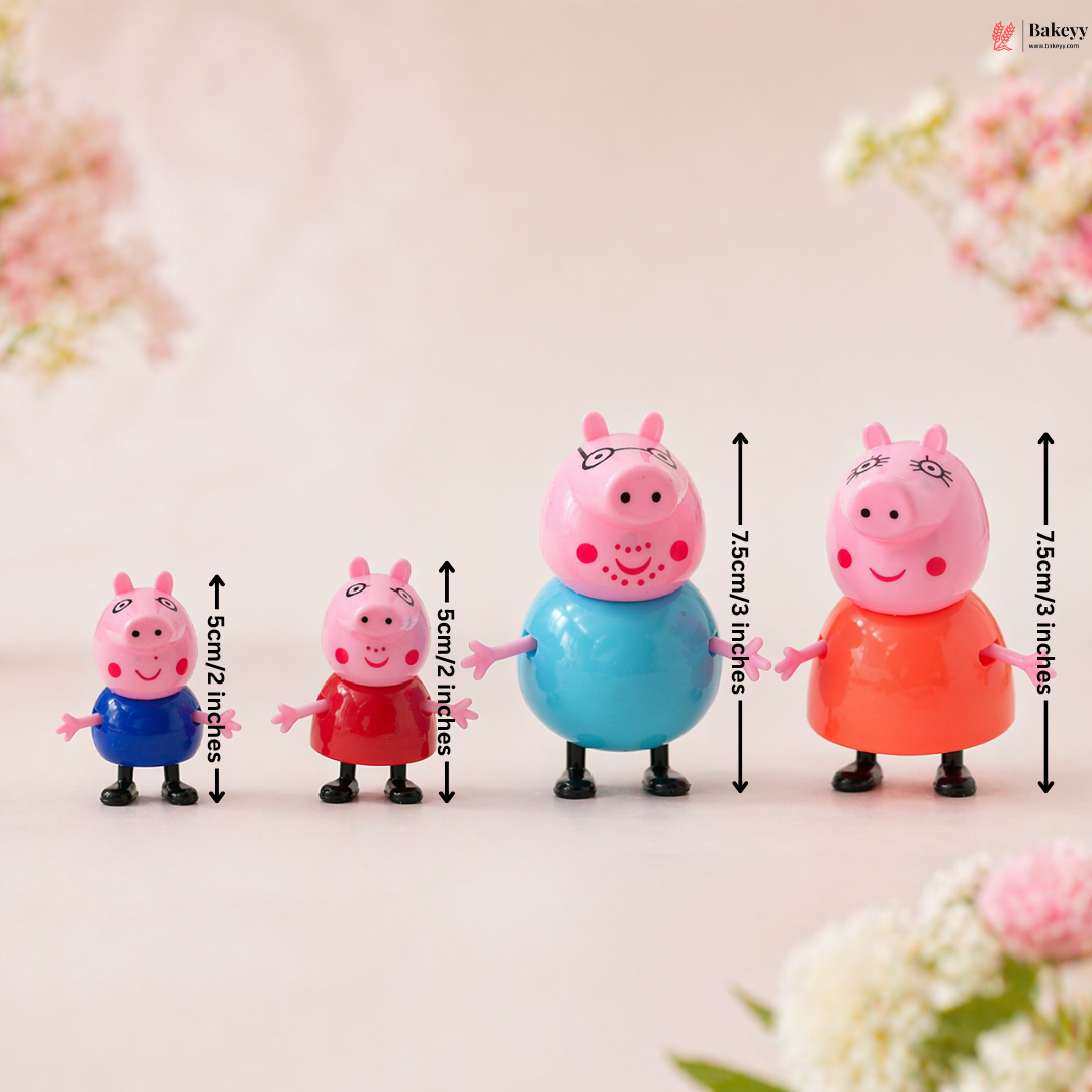4 pcs Peppa Pig Cake Topper Set | Cartoon Theme Decoration | Pack of 1  1