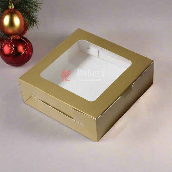 4 Brownie Box Gold Color | With Window On The Top |