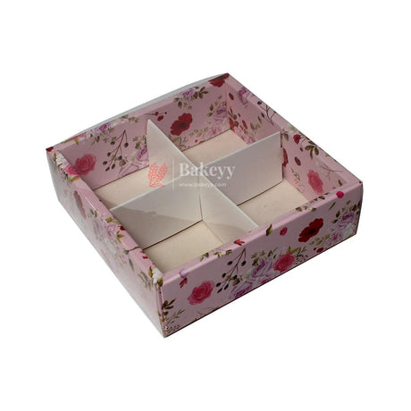 4-Cavity Floral Gift Box | Pack of 10 | Perfect for Valentine's Day Treats | Brownie Box |chocolates, candies, and desserts | - Bakeyy.com - India - 4-Cavity Floral Gift Box | Pack of 10 | Perfect for Valentine's Day Treats | Brownie Box |chocolates, candies, and desserts | - Default Title