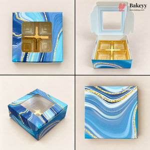 4 Cavity Printed Chocolate Box with Window & Golden Cavity | 6 Designs |
