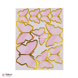 Soft Pink & Shiny Gold Foil Border | Butterfly Toppers | Elegant Decoration for Cakes, Cupcakes & Desserts | Set of 10