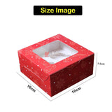 Festive Red Christmas 4 Cupcake Box | Christmas Collection | With Window - Bakeyy.com - India - Festive Red Christmas 4 Cupcake Box | Christmas Collection | With Window - Pack of 10