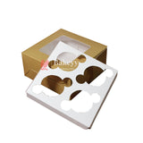 4 Cupcake Box | With Window On The Top |Gold Color | - Bakeyy.com - India - 4 Cupcake Box | With Window On The Top |Gold Color | - Pack of 10