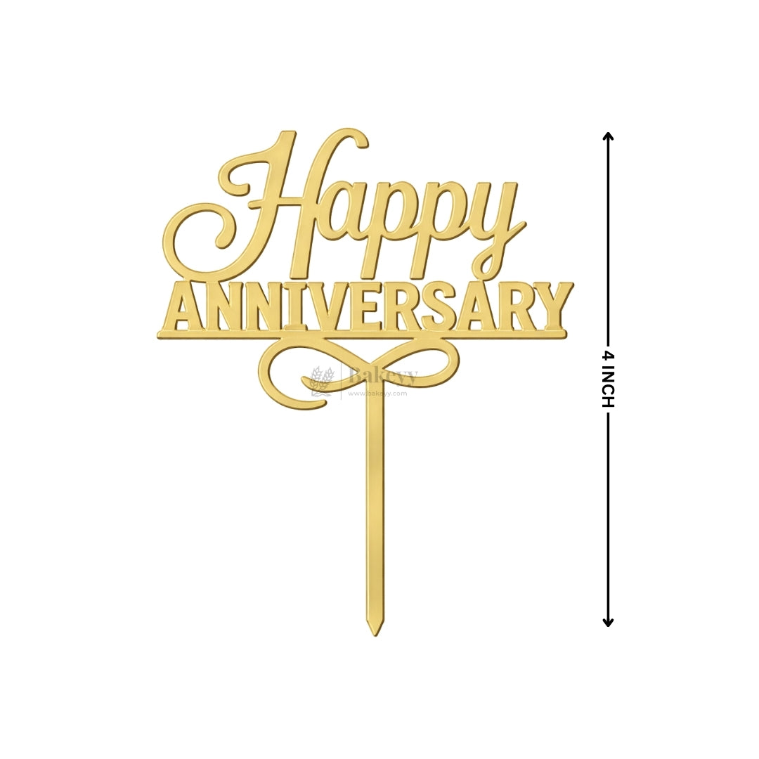 4 Inch Happy Anniversary Acrylic Cake Topper Set | Assorted Elegant Designs | Pack of 5