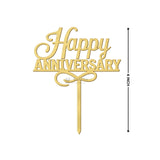 4 Inch Happy Anniversary Acrylic Cake Topper Set | Assorted Elegant Designs | Pack of 5