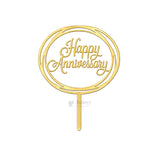 4 Inch Happy Anniversary Acrylic Cake Topper Set | Assorted Elegant Designs | Pack of 5