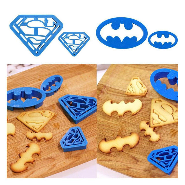 4pcs Set Superhero Biscuit Cutter Fondant Pastry Cookie Impression Stamp CPT - Bakeyy.com - India - 4pcs Set Superhero Biscuit Cutter Fondant Pastry Cookie Impression Stamp CPT - Default Title