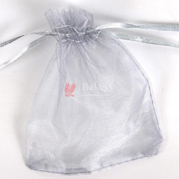 4x5 Inch | Organza Potli Bags | Grey Colour | pack of 100 | Candy Bag - Bakeyy.com