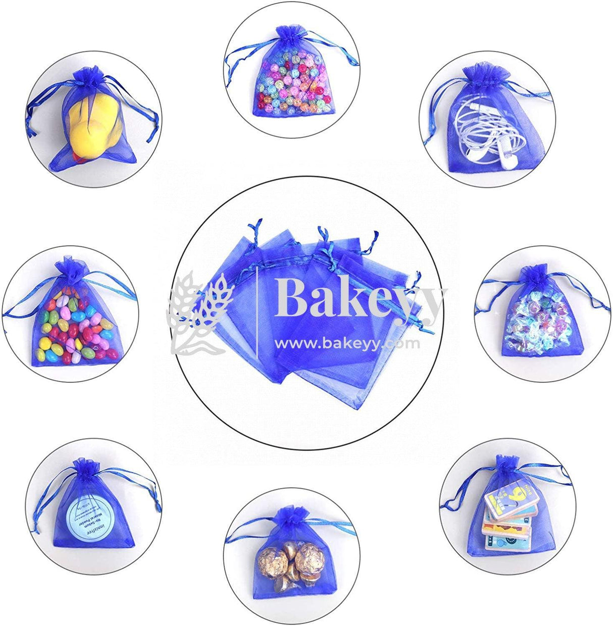 Royal Blue Organza Potli Bags