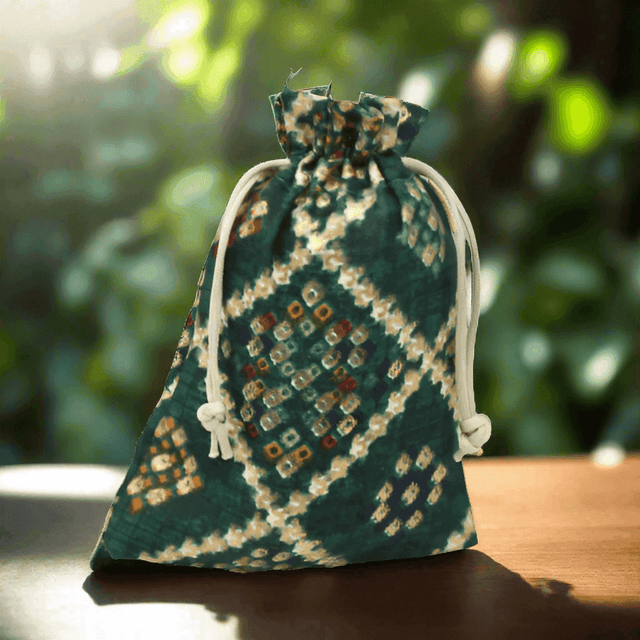 16 X20 CM Bandhini Potli Bag Return Gifts For Ladies | Green Colour | Pack Of 10 - Bakeyy.com - India - 16 X20 CM Bandhini Potli Bag Return Gifts For Ladies | Green Colour | Pack Of 10 - Default Title