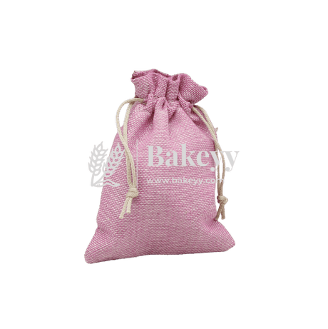 10x14 CM | Baby Pink Jute Potli Bag | Gift Return Gifts Bags | Drawstring Bags - Bakeyy.com - India - 10x14 CM | Baby Pink Jute Potli Bag | Gift Return Gifts Bags | Drawstring Bags - Pack Of 10 / 4x6 Inch / Baby Pink