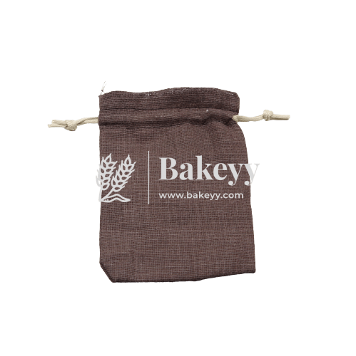 4x6 Inch | Brown Jute Potli Bag | Gift Return Gifts Bags | Drawstring Bags - Bakeyy.com