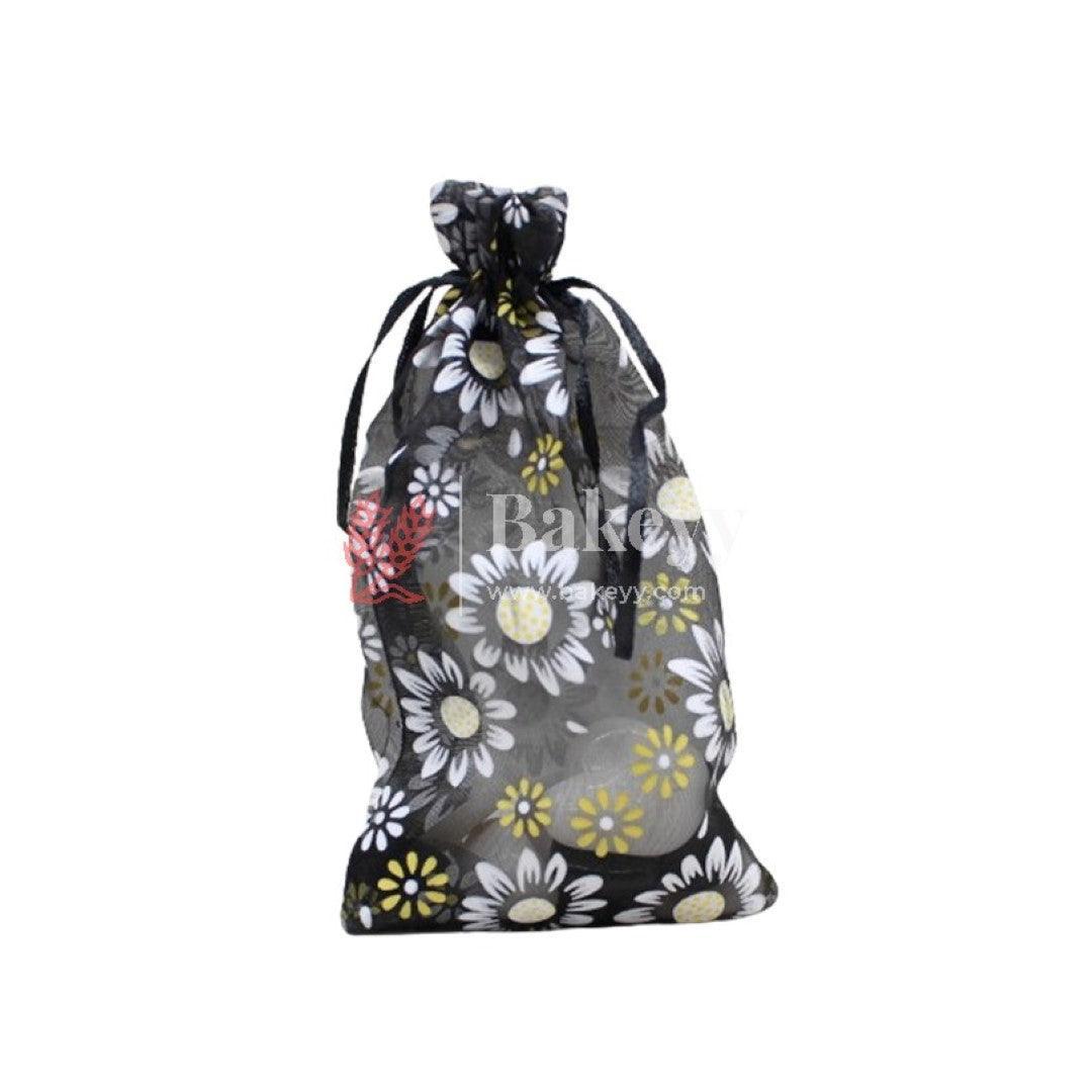 10x14 CM | Floral Designs Organza Potli Bags | Pack of 100 | Black Color | Candy Bag - Bakeyy.com - India - 10x14 CM | Floral Designs Organza Potli Bags | Pack of 100 | Black Color | Candy Bag - Default Title