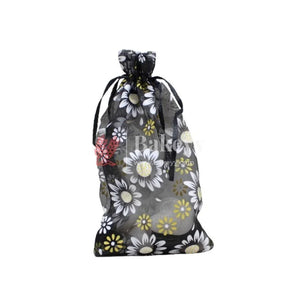 4x6-inch-or-floral-designs-organza-potli-bags-or-pack-of-100-or-black-color-or-candy-bag-bakeyy-com-2 - Bakeyy.com